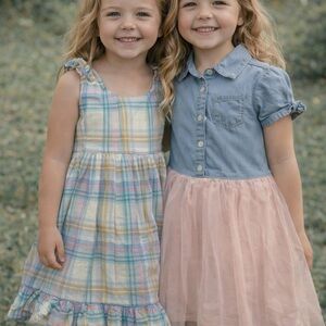 Oshkosh Charming Plaid and Denim Kids Dresses